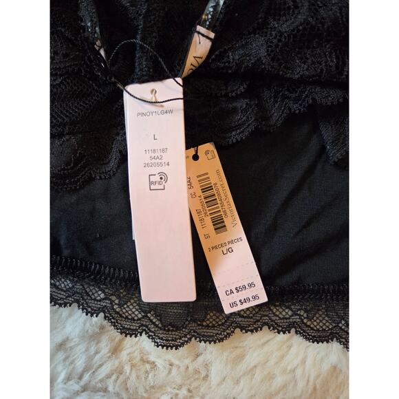 Victoria's Secret Black Lacey Cropped V Neck Cami Size Large NWT - Picture 6 of 6